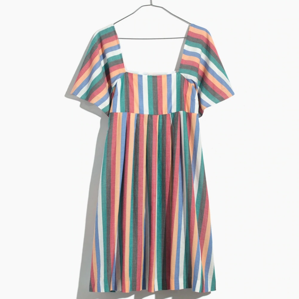 Madewell Square-Neck Mini Dress in Festival Stripe